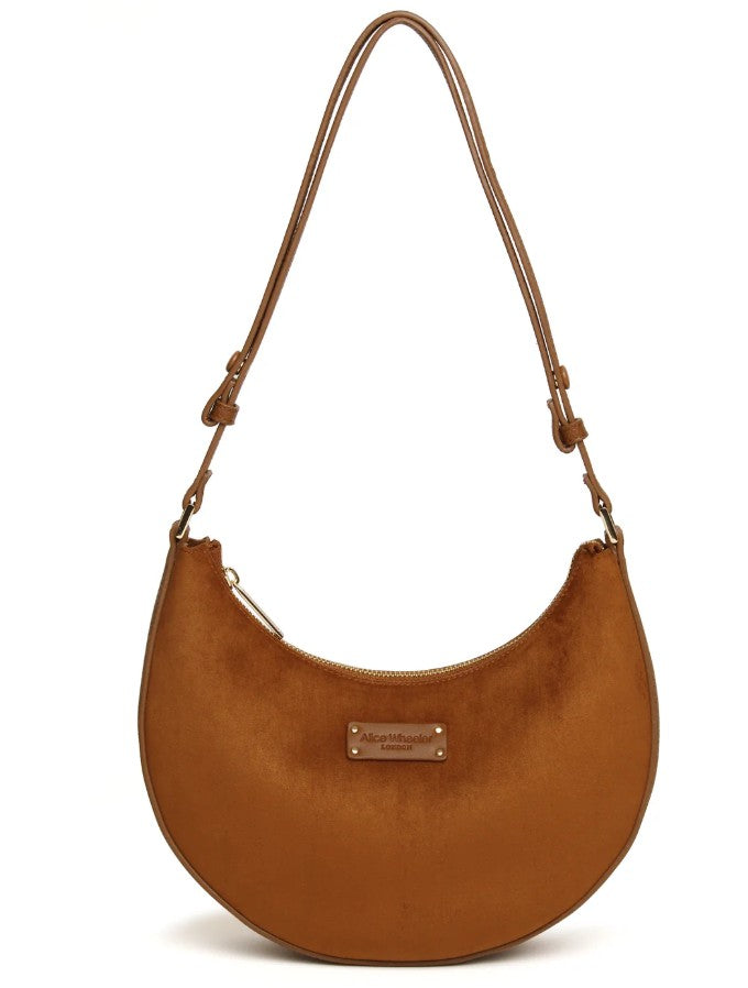Alice Wheeler Kensington Suedette Shoulder and Crossbody Bag Fudge