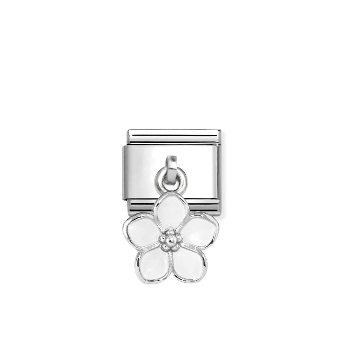 Nomination Silver White Flower Dangle Charm