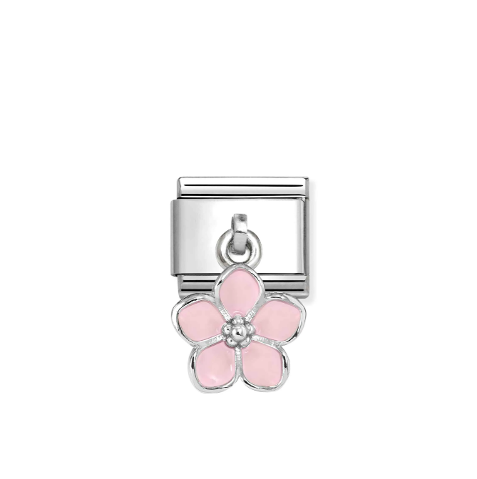 Nomination Silver Pink Flower Dangle Charm