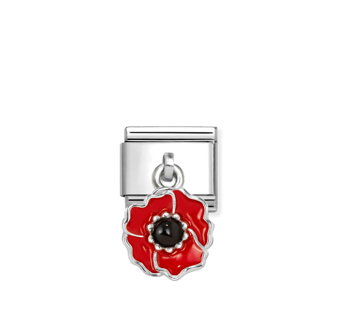 Nomination Silver Poppy Flower Dangle Charm
