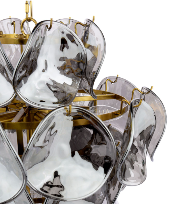 Genoa 8 Light Pendant Natural Brass and Smoked Glass