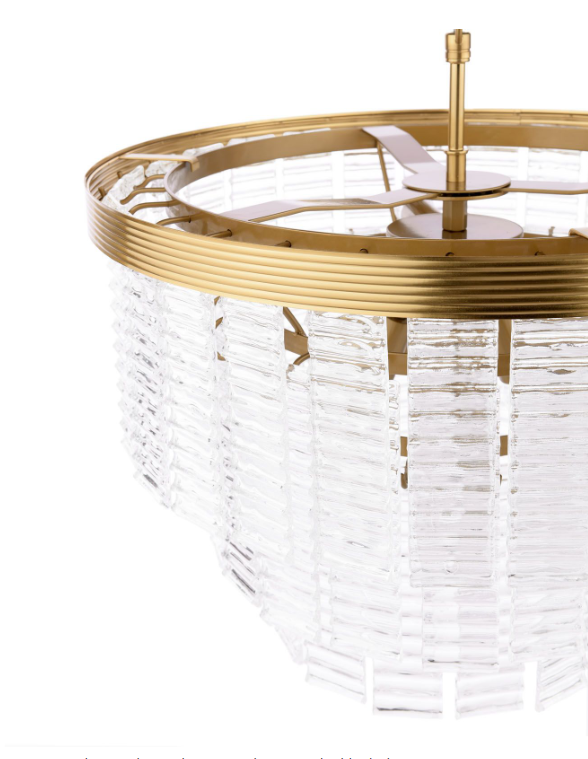 Moesha 6 Light Pendant Natural Brass and Ribbed Glass
