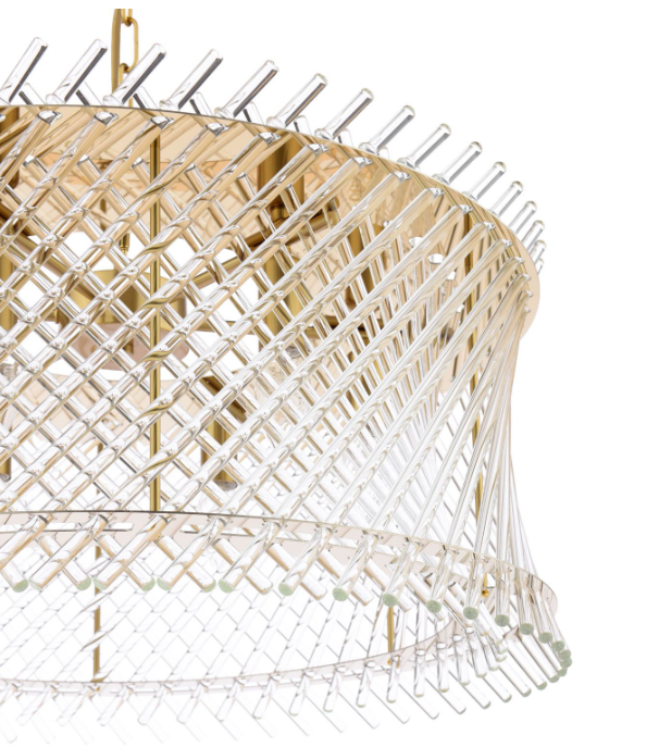 Loire 6 Light Pendant Natural Brass and Glass