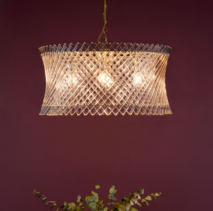 Loire 6 Light Pendant Natural Brass and Glass