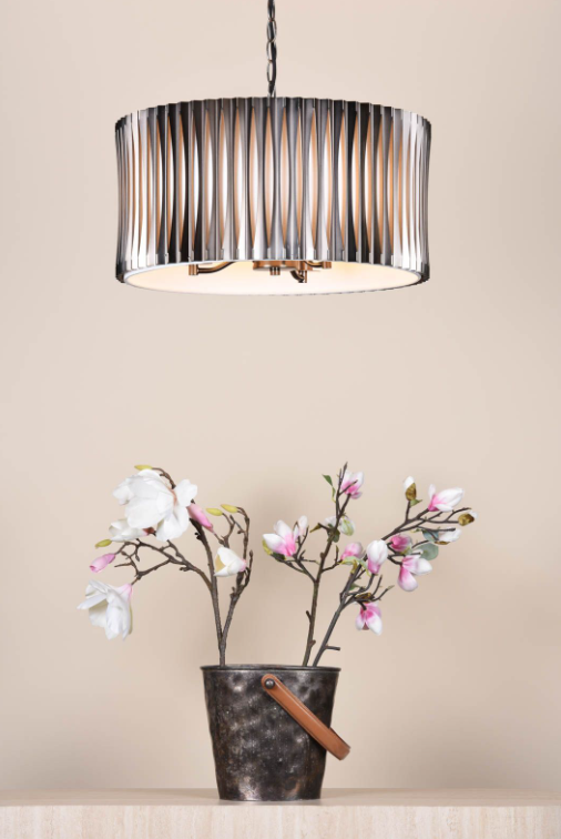 Netra 3 Light Pendant Satin Bronze and Ivory