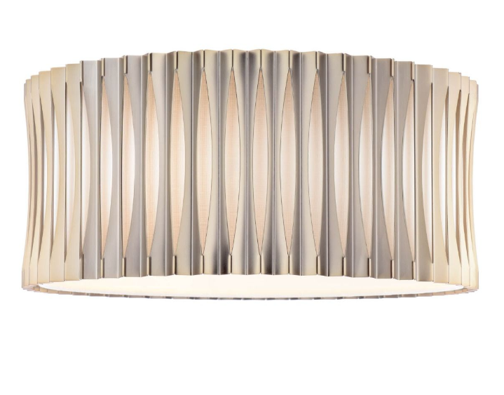 Netra 3 Light Flush Satin Bronze and Ivory