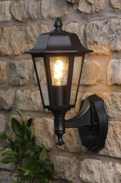 Lewis Outdoor Wall Light Matt Black and Glass IP44