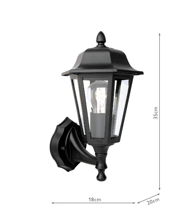 Lewis Outdoor Wall Light Matt Black and Glass IP44