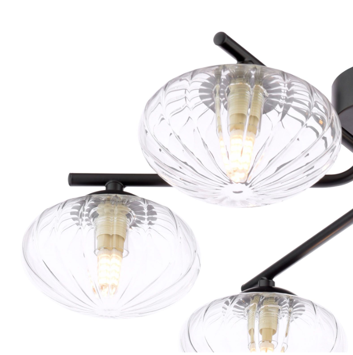 Ede 6 Light Semi-Flush Matt Black and Glass