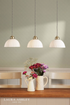 Laura Ashley Durford 3 Light Bar Pendant Matt Antique Brass and White Ceramic