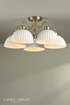 Laura Ashley Durford 5 Light Semi-Flush Matt Antique Brass and White Ceramic