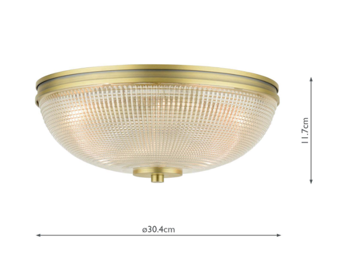 Laura Ashley Langdon 2 Light Bathroom Ceiling Light Matt Antique Brass and Textured Glass IP44