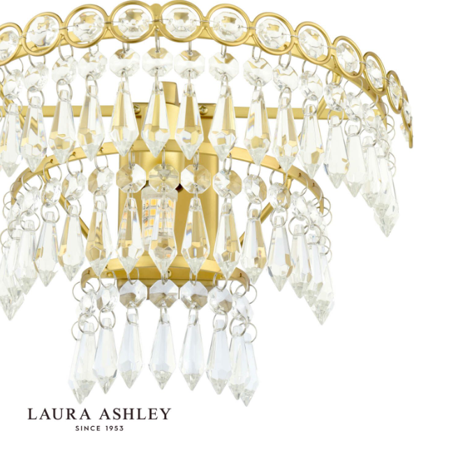 Laura Ashley Enid Wall Light Faceted Glass and Matt Antique Brass