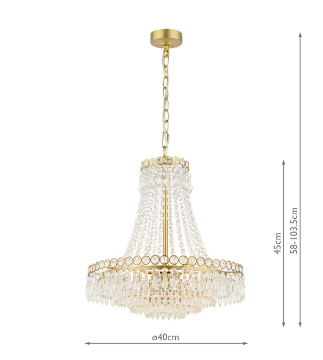 Laura Ashley Enid 5 Light Chandelier Faceted Glass and Matt Antique Brass