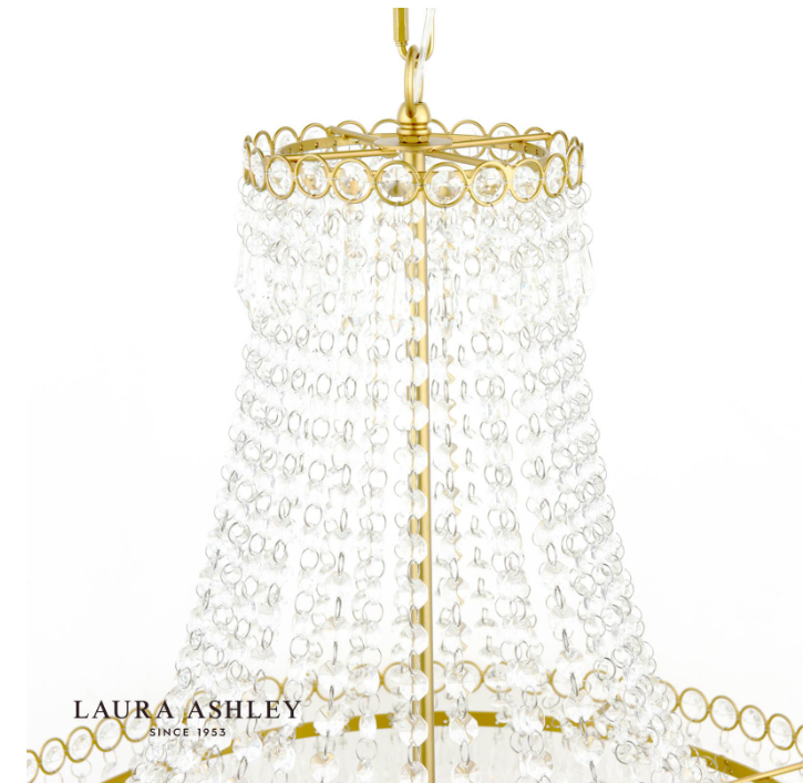 Laura Ashley Enid 5 Light Grande Chandelier Glass and Matt Antique Brass