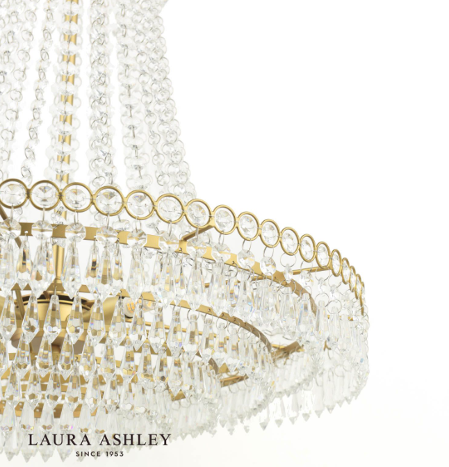 Laura Ashley Enid 5 Light Grande Chandelier Glass and Matt Antique Brass