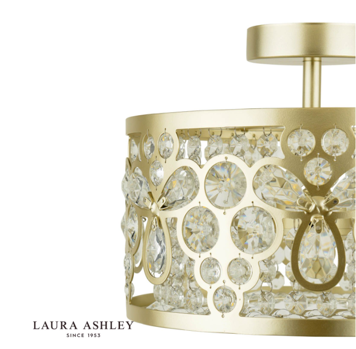 Laura Ashley Tilbrook 3 Light Flush Matt Champagne and Crystal