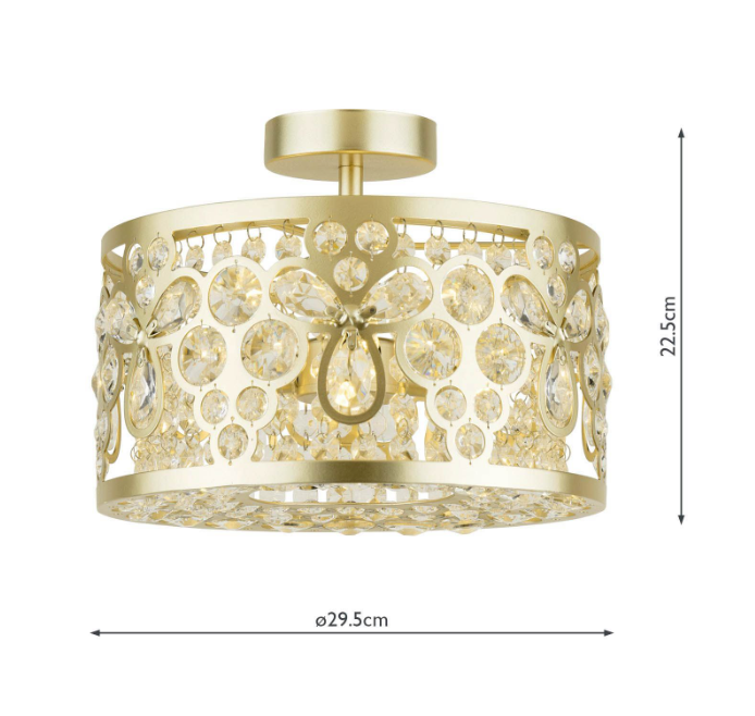 Laura Ashley Tilbrook 3 Light Flush Matt Champagne and Crystal