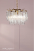 Laura Ashley Penlee 4 Light Pendant Matt Antique Brass and Ribbed Glass