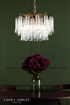 Laura Ashley Penlee 4 Light Pendant Matt Antique Brass and Ribbed Glass