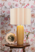 Laura Ashley Littleton Table Lamp Yellow Ceramic and Antique Brass With Shade