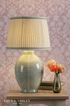 Laura Ashley Stannard Table Lamp Green Ceramic and Polished Chrome With Shade