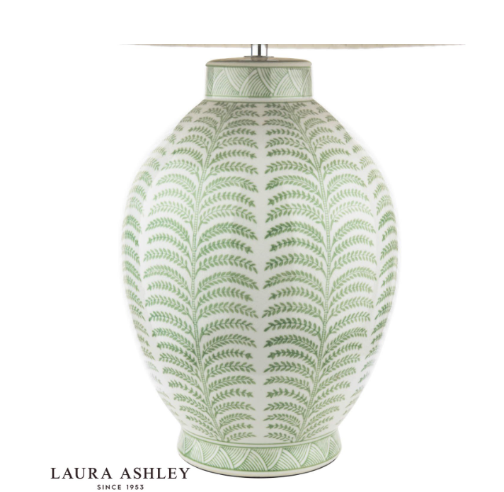 Laura Ashley Stannard Table Lamp Green Ceramic and Polished Chrome With Shade