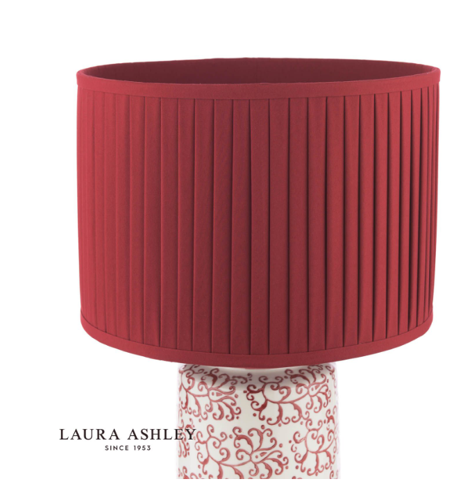 Laura Ashley Knipton Table Lamp Red Ceramic and Antique Brass With Shade