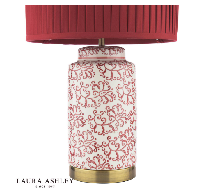 Laura Ashley Knipton Table Lamp Red Ceramic and Antique Brass With Shade