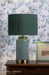 Laura Ashley Knipton Table Lamp Green Ceramic and Antique Brass With Shade