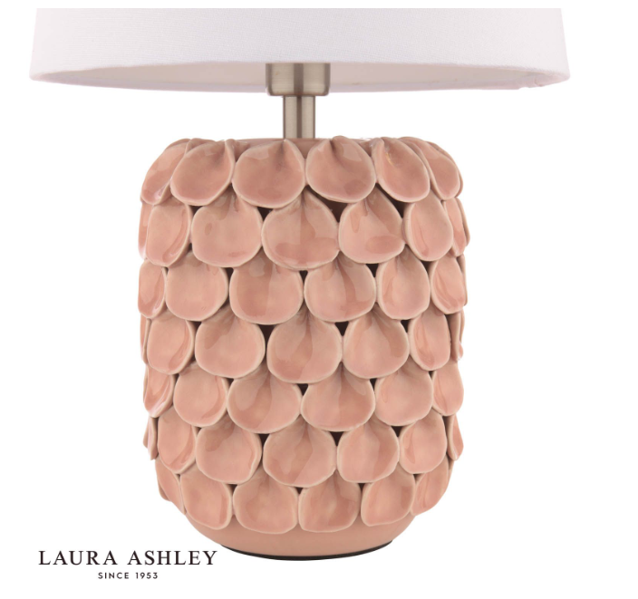 Laura Ashley Marwick Table Lamp Pink Ceramic and Brushed Silver With Shade