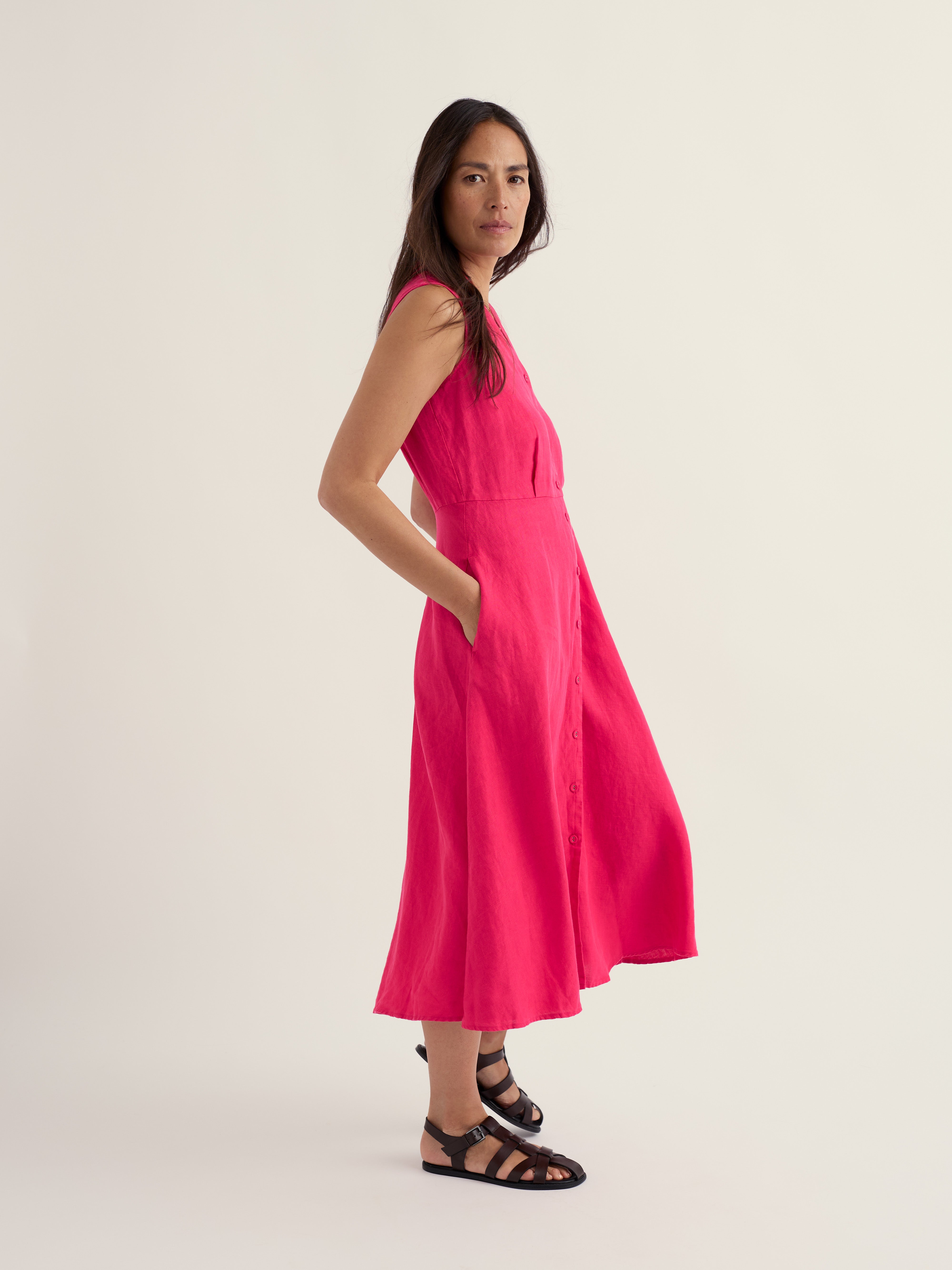 Seasalt Sleeveless Carved Wood Dress Bright Radish