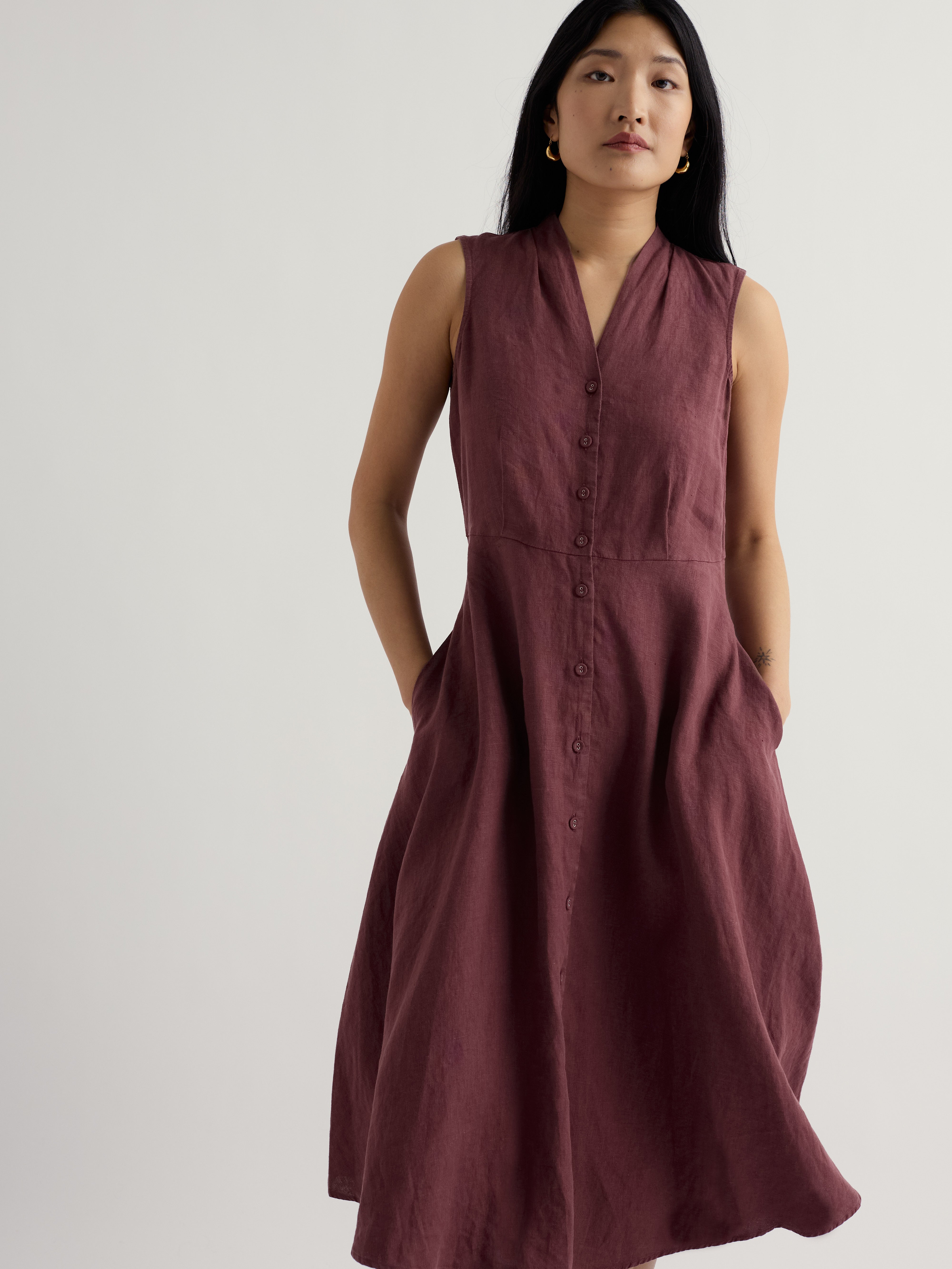 Seasalt Sleeveless Carved Wood Dress Cacao