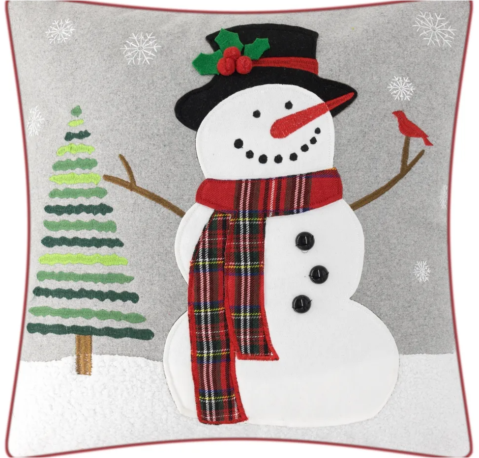 Snowman Applique Cushion