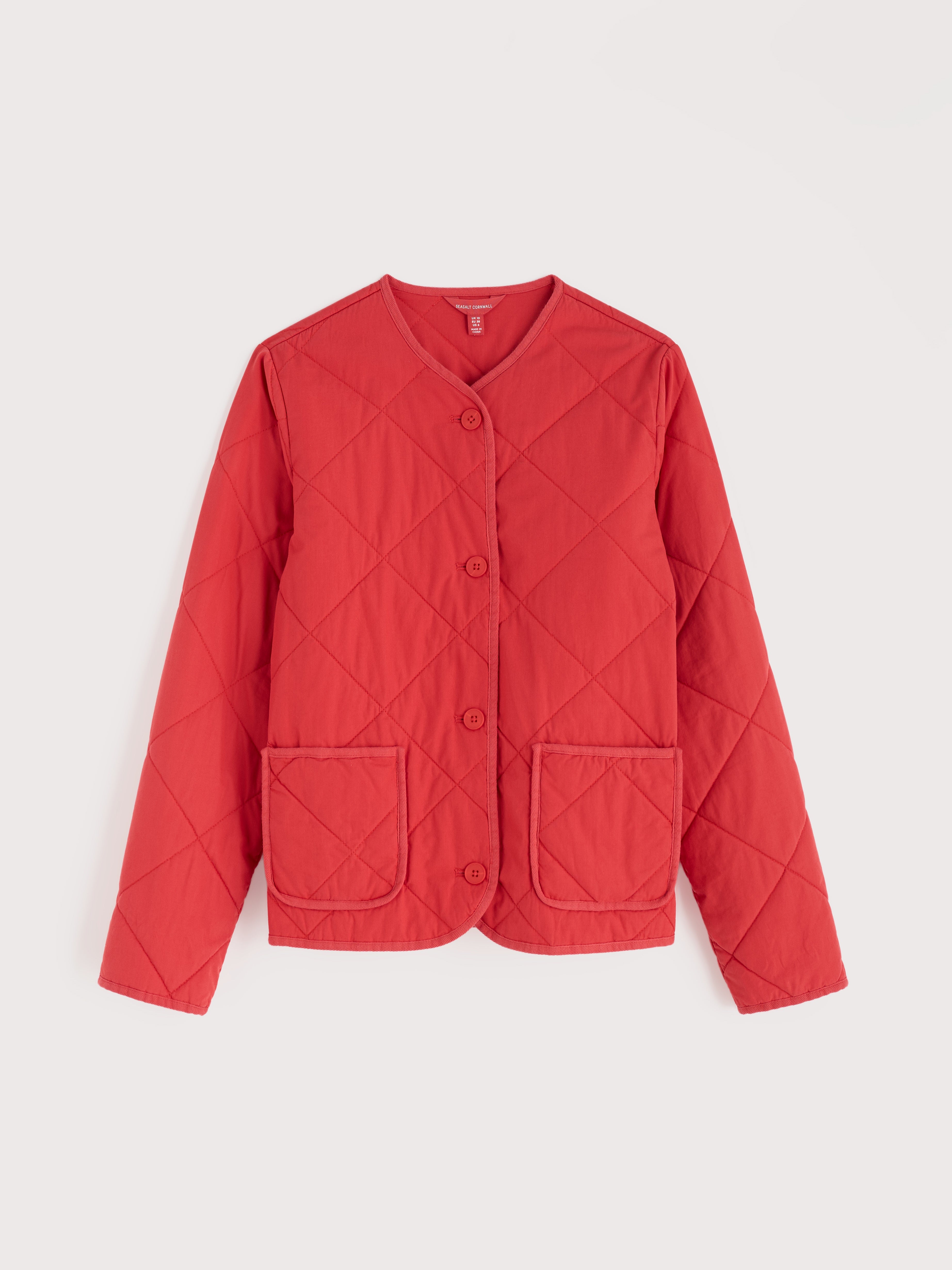 Seasalt Swift Barn Organic Cotton Quilted Jacket Tomato