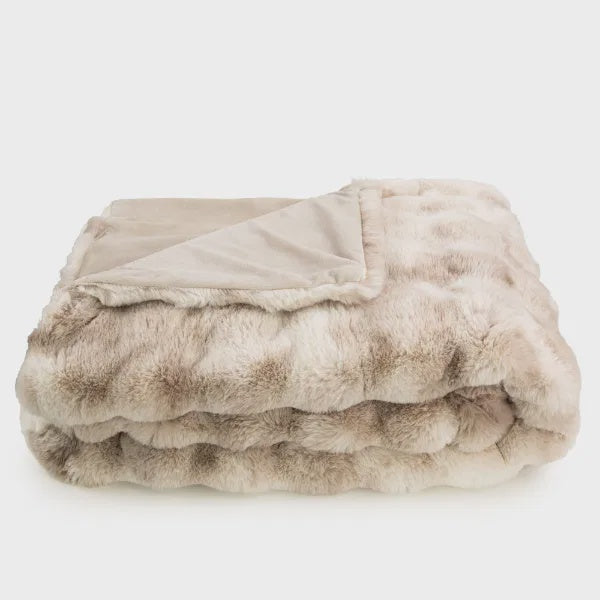 LUXURY NATURAL TEXTURED FAUX FUR  THROW 150 X
