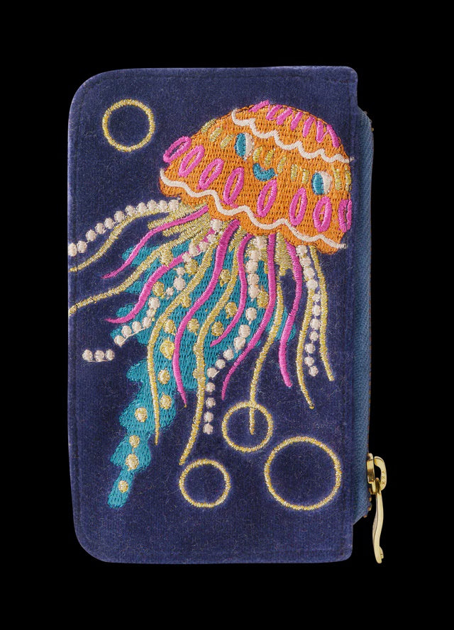 Powder Jolly Jelly Velvet Card Holder - Navy