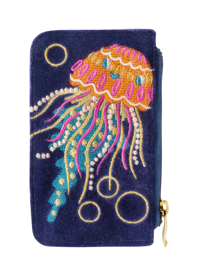 Powder Jolly Jelly Velvet Card Holder - Navy