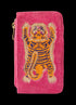 Powder Ikat Tiger Velvet Card Holder - Fuchsia