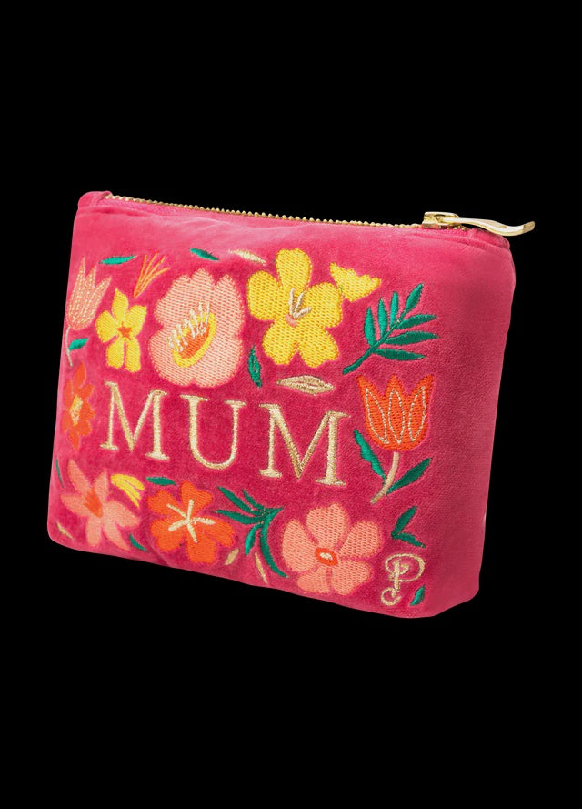 Powder Lovely Mum Velvet Mini Pouch - Fuchsia