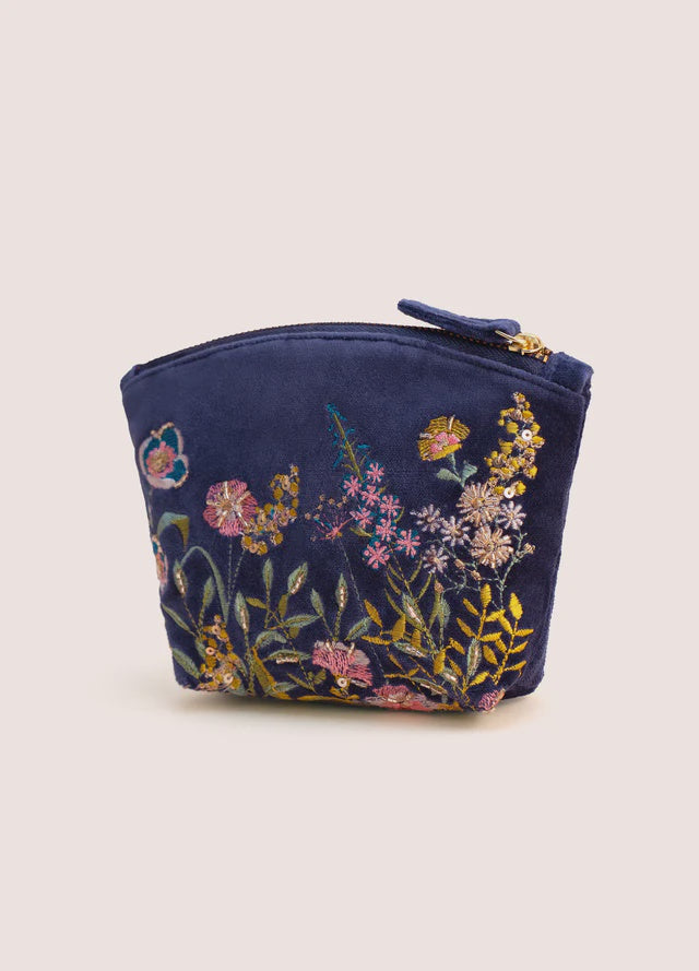 Powder Navy Floral Hedgerow Mini Pouch