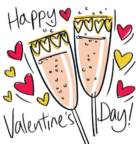 Happy Valentines Day Glasses of Fizz