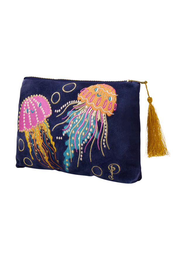 Powder Jolly Jellies Velvet Zip Pouch - Navy