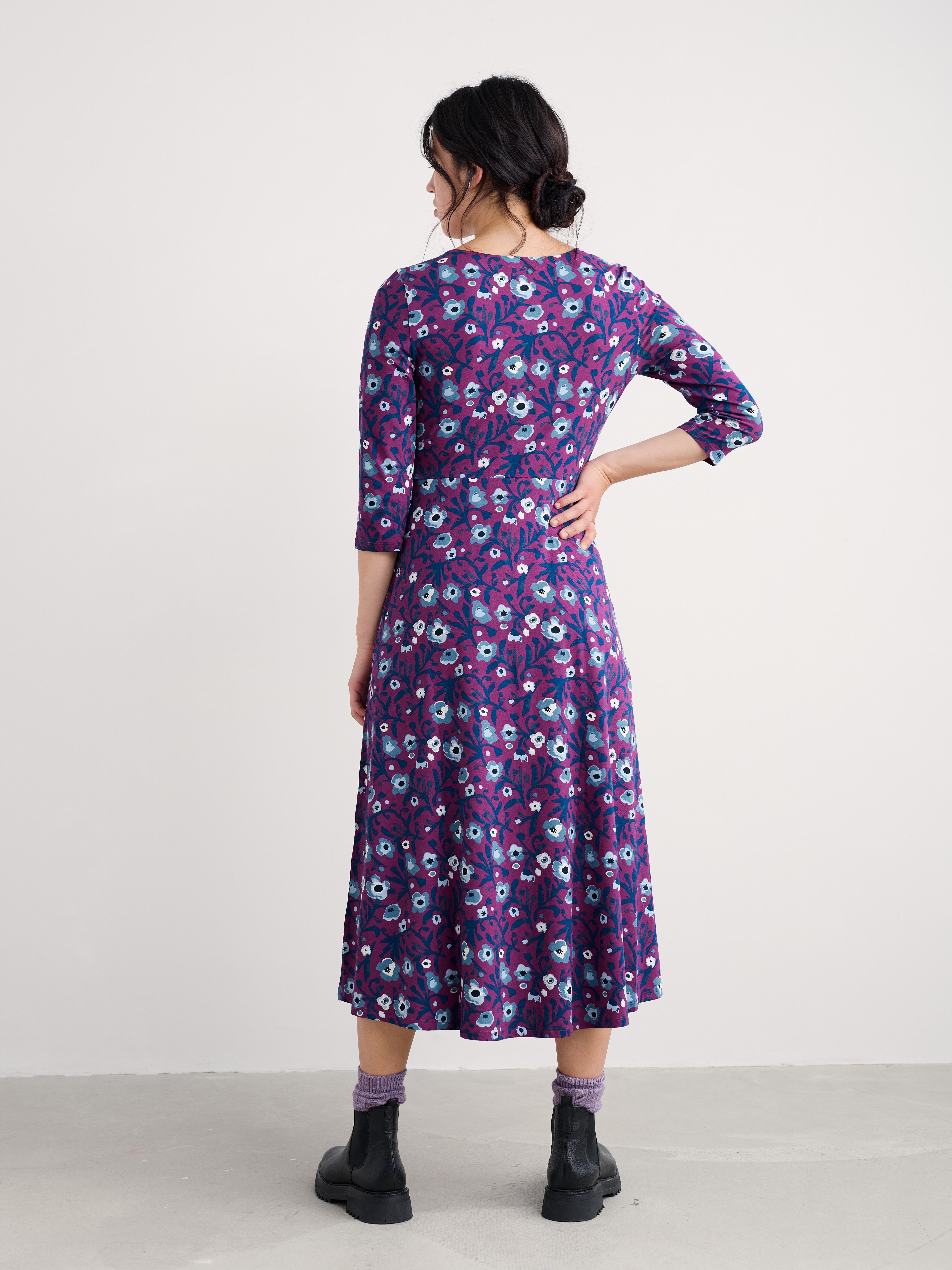 Seasalt Veronica Midi Dress Blotted Anemone Spring Heather