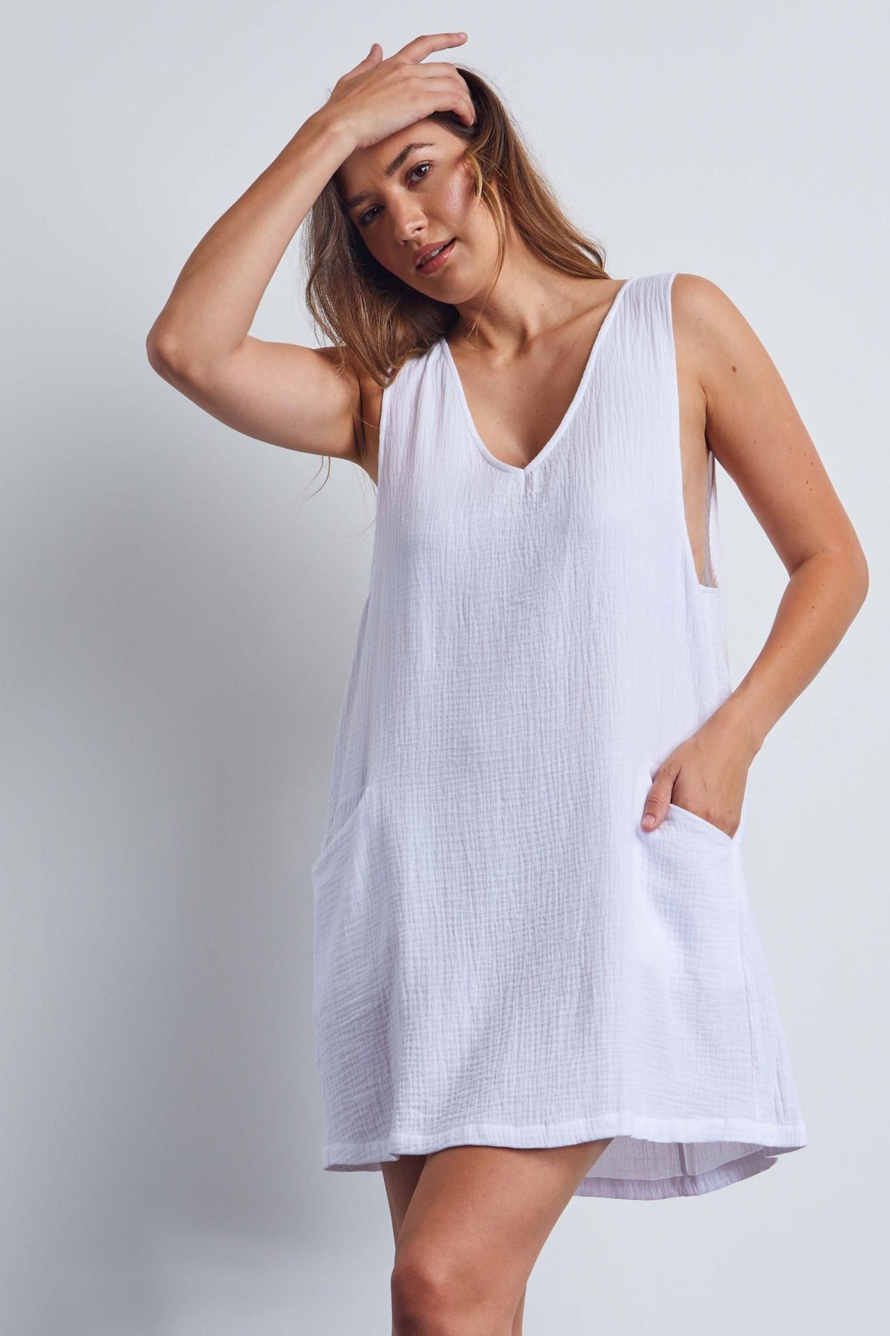 Cottonreal Triple Muslin Big Pocket Lounger White