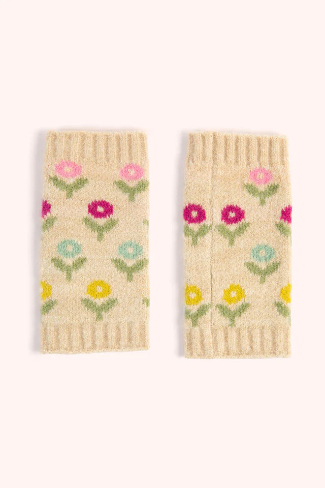Powder Willow Ditsy Flower Wrist Warmers - Cream