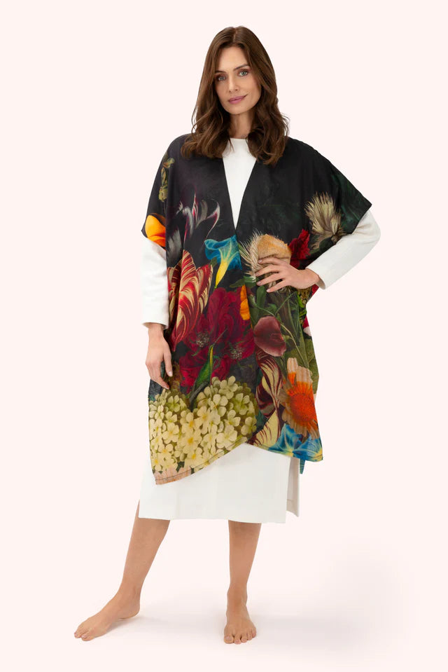 Powder Opulant Florals in Chocolate Wool Wraparound