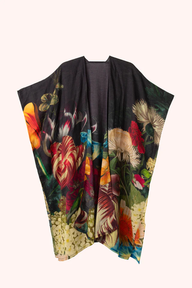 Powder Opulant Florals in Chocolate Wool Wraparound