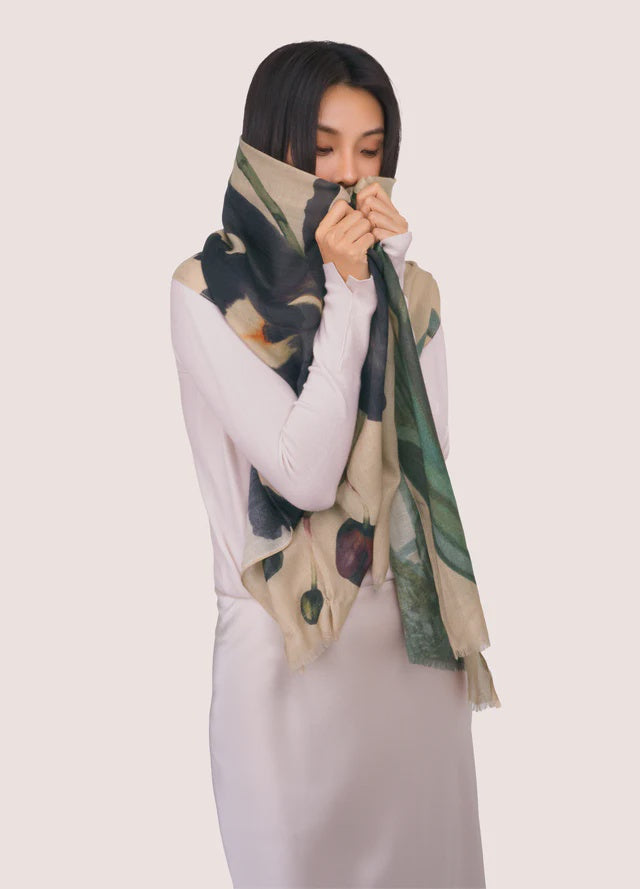 Powder Midnight Orchid Wool Wrap Scarf