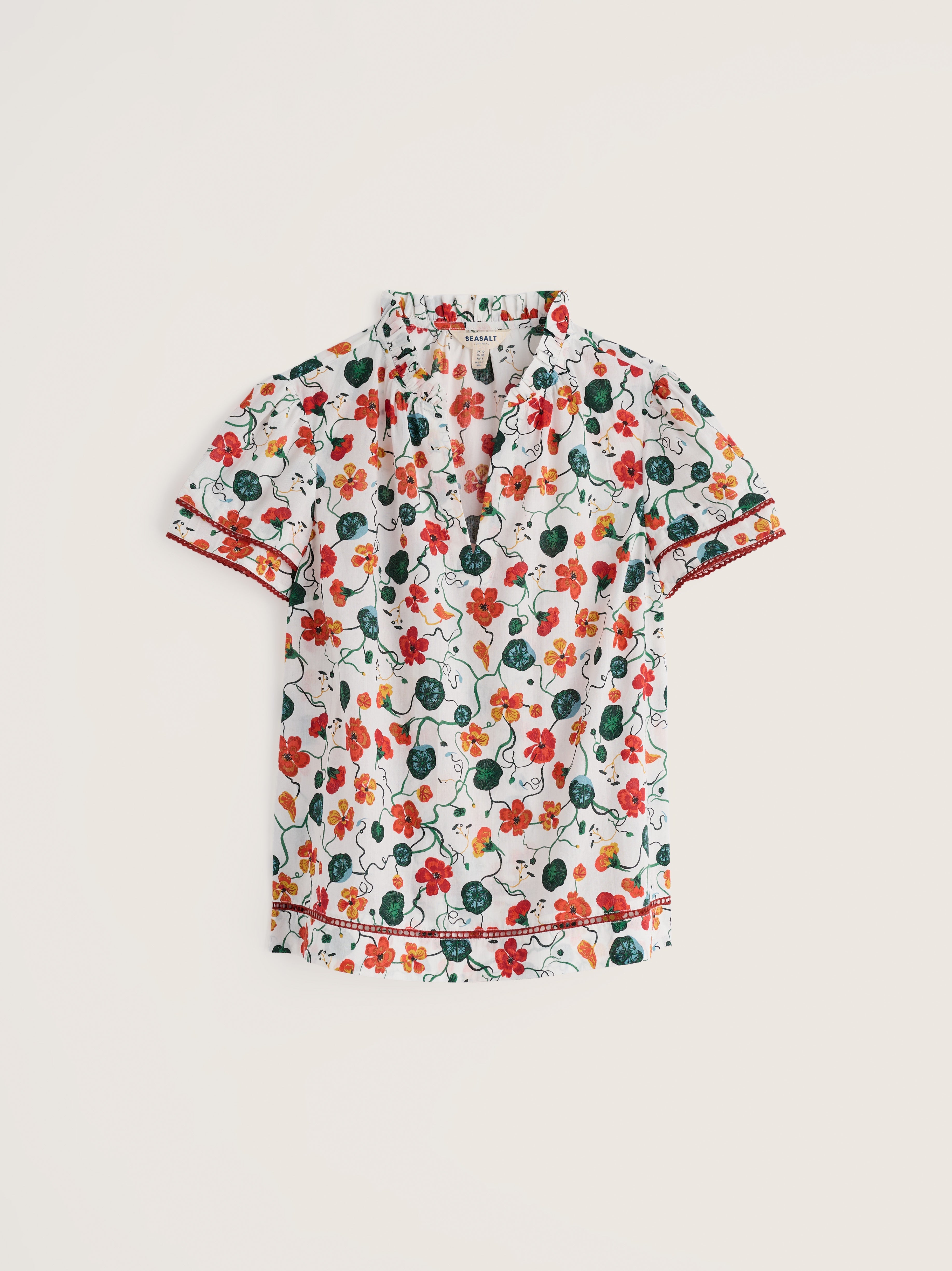 Seasalt Wild Lily Organic Cotton Top Nasturtium Press Chalk
